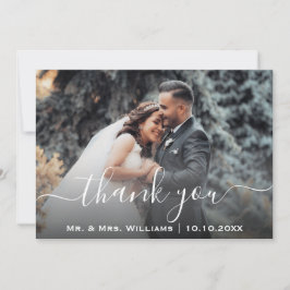 Classic Trendy Chic Wedding Photo Bride and Groom Bedankkaart