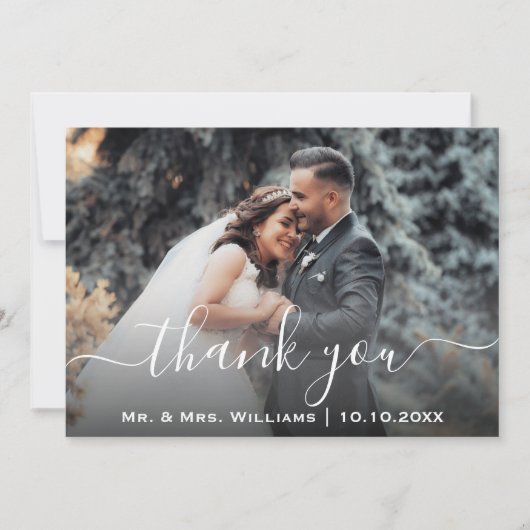 Classic Trendy Chic Wedding Photo Bride and Groom Bedankkaart (Voorkant)