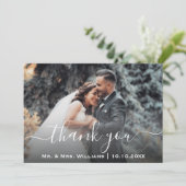 Classic Trendy Chic Wedding Photo Bride and Groom Bedankkaart (Staand voorkant)