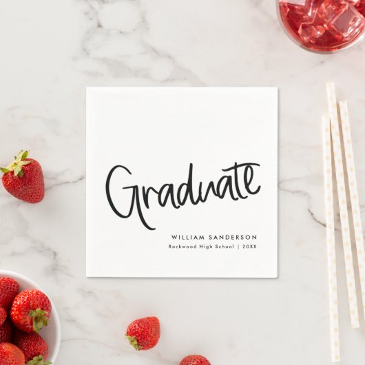 Classic Trendy Script Zwart-wit Afstuderen Servet (Insitu)