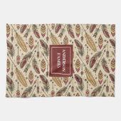 Classic Tribal Towel Personalized Feathers Accent Theedoek (Horizontaal)