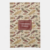 Classic Tribal Towel Personalized Feathers Accent Theedoek (Verticaal)