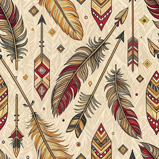 Classic Tribal Towel Personalized Feathers Accent Theedoek