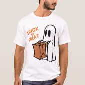 Classic Trick or Treat Ghost Cartoon Graphic T-shirt (Voorkant)