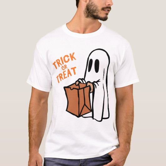 Classic Trick or Treat Ghost Cartoon Graphic T-shirt (Voorkant)