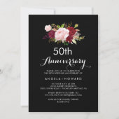 Classic Tropical Black 50th Wedding Jubileum Kaart (Voorkant)