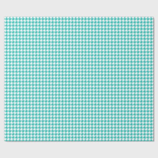 Classic Turquoise and White Houndstooth Pattern Cadeaupapier (Vlak)