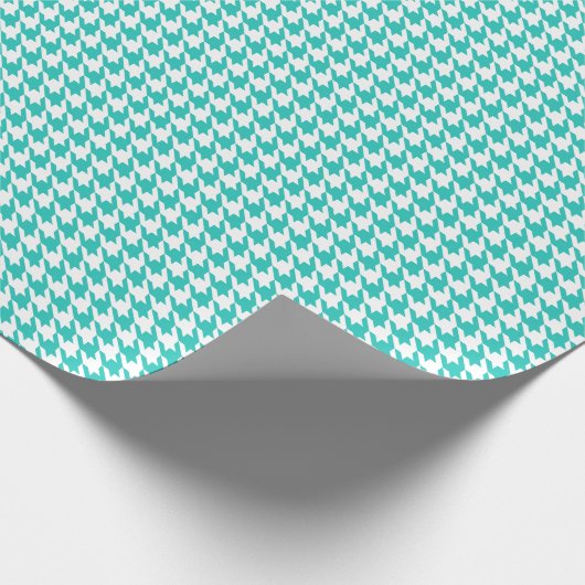 Classic Turquoise and White Houndstooth Pattern Cadeaupapier (Hoek)