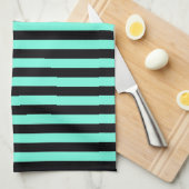 Classic Turquoise en Black Stripe Pattern Theedoek (Quarter Fold)