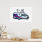 Classic TV News Van Poster (Keuken)