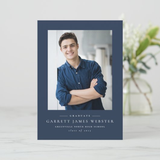 Classic twee foto marine afstuderen aankondiging (Staand voorkant)