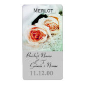 Classic twee rozen bruiloft wijnfles label (Voorkant)