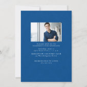 Classic tweed lijst eenvoudig blauw foto afstudere aankondiging (Achterkant)