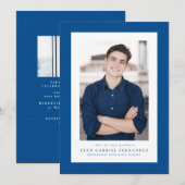 Classic tweed lijst eenvoudig blauw foto afstudere aankondiging (Voorkant / Achterkant)