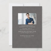 Classic tweed lijst eenvoudige grijs foto afstuder aankondiging (Achterkant)