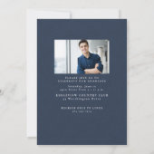 Classic tweed lijst eenvoudige navy foto afstudere aankondiging (Achterkant)