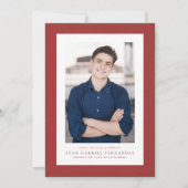 Classic tweed lijst eenvoudige rode foto afstudere aankondiging (Voorkant)