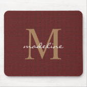 Classic Tweed Red Girly Script Gold Monogram Muismat (Voorkant)