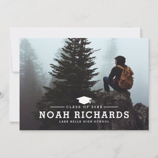 Classic Typografie Hunter Groene Foto Afstuderen Kaart (Voorkant)