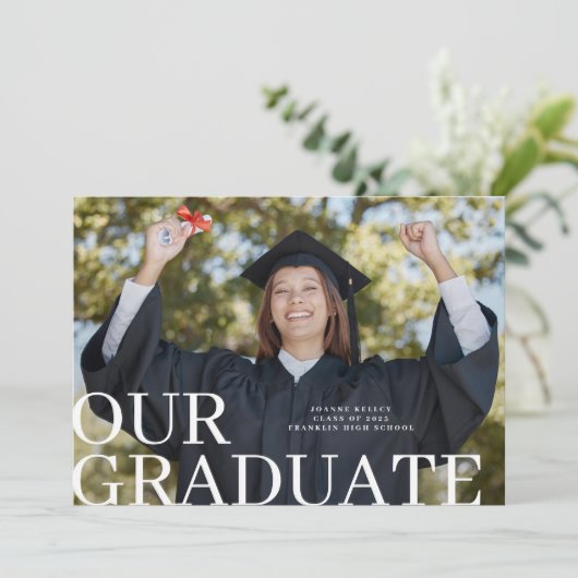 Classic Typography 2 foto Afstuderen Aankondiging (Staand voorkant)