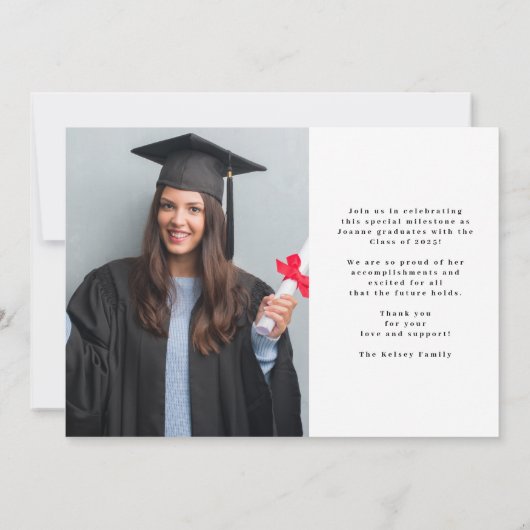 Classic Typography 2 foto Afstuderen Aankondiging (Achterkant)