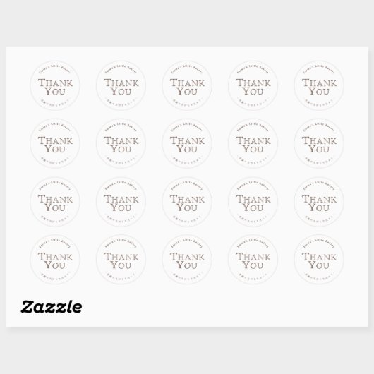 Classic Typography Bakery Thank You Ronde Sticker (Vel)
