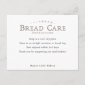 Classic Typography Bread Care Instructions Bedankkaart (Voorkant)