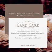 Classic Typography Cake Care Instructions Bedankkaart