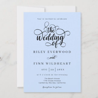 Classic Typography Script Wedding Invitation Kaart
