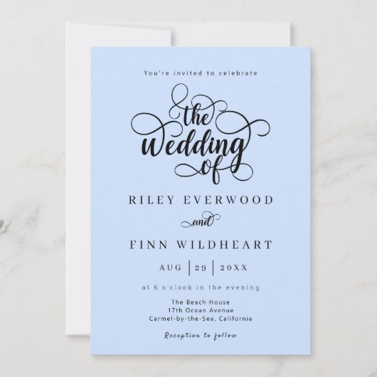 Classic Typography Script Wedding Invitation Kaart (Voorkant)