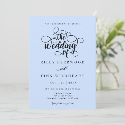 Classic Typography Script Wedding Invitation Kaart (Staand voorkant)