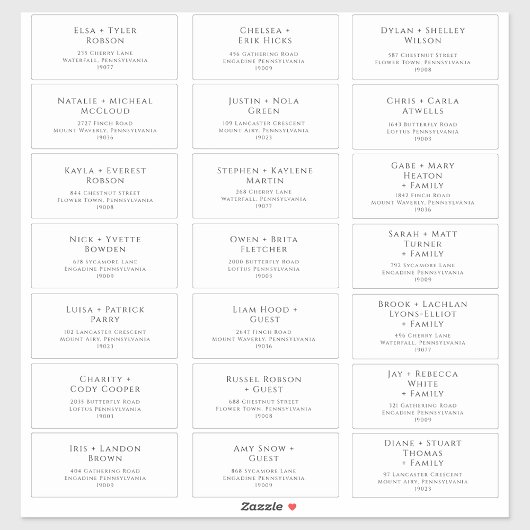 Classic Typography Wedding Guest Adresetiketten Sticker