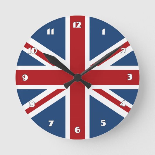 Classic Union Jack UK Flag Ronde Klok (Voorkant)