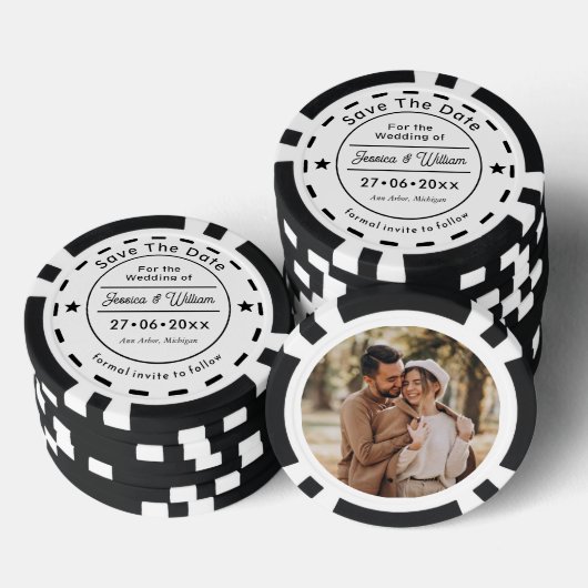 Classic Unique Wedding Save The Date Photo Poker Chips (Opstapeling)