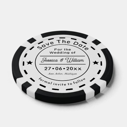 Classic Unique Wedding Save The Date Photo Poker Chips (Enkel)