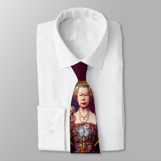 Classic Unisex Queen Elizabeth II Blue en Red Stropdas (Gebonden)