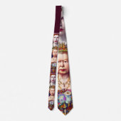 Classic Unisex Queen Elizabeth II Blue en Red Stropdas (Achterkant)