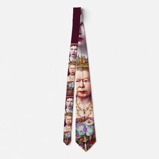 Classic Unisex Queen Elizabeth II Blue en Red Stropdas (Achterkant)