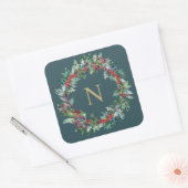 Classic Vakantie Holly Monogram Initiaal Sticker (Envelop)