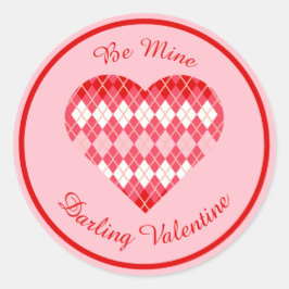 Classic Valentijn Argyle Hart Rood en Roze Ronde Sticker