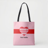 Classic Valentijn Red en Pink Argyle Heart Tote Bag (Voorkant)