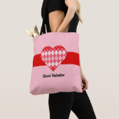 Classic Valentijn Red en Pink Argyle Heart Tote Bag (Dichtbij)