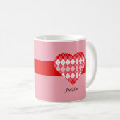 Classic Valentijn Rood en Roze Argyle Hart (Roze) Koffiemok (Voorkant rechts)