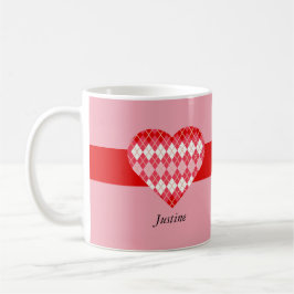 Classic Valentijn Rood en Roze Argyle Hart (Roze) Koffiemok