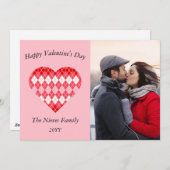 Classic Valentijn Rood en Roze Argyle (Roze) Feestdagenkaart (Voorkant / Achterkant)