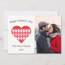 Classic Valentijn Rood en Roze Argyle (Wit) Feestdagenkaart