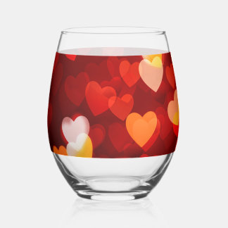 Classic Valentine Romantic Love Heart Pattern Wijnglas Zonder Voet
