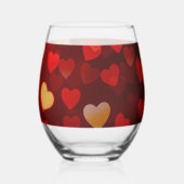 Classic Valentine Romantic Love Heart Pattern Wijnglas Zonder Voet (Achterkant)