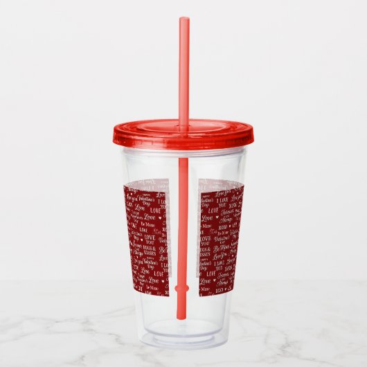 Classic, Valentine's Day phrases in pattern Acryl Drinkbeker (Rechts)