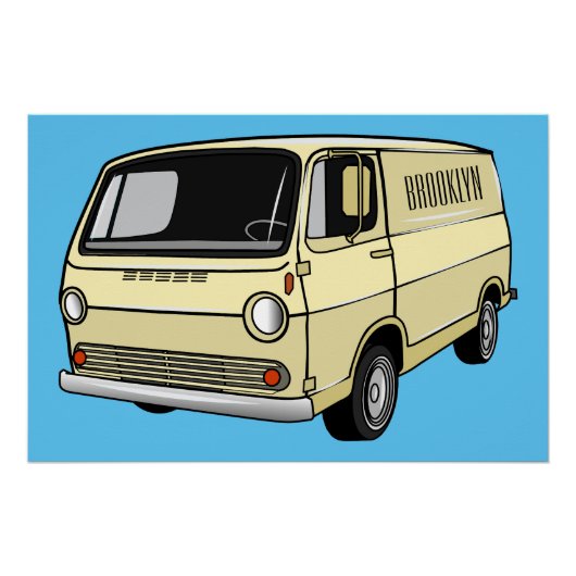 Classic van cartoon illustratie perfect poster (Voorkant)